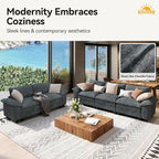SUNSHINE VALLEY 87.5'' Oversized Loveseat Couch and Chair Set, 3-Seat Chenille - Image 8