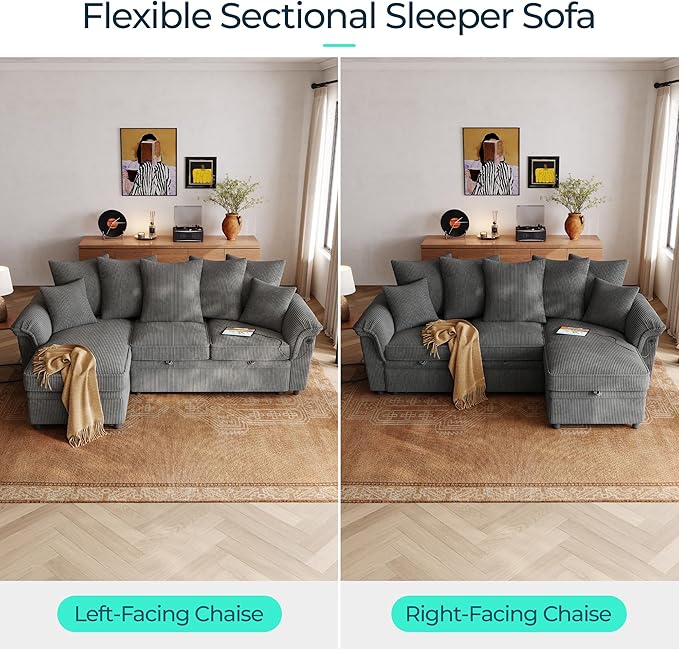 LINSY HOME 90.5'' Sectional Sleeper Sofa - Image 3