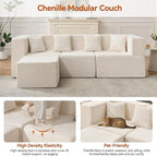 MONVANE 103'' Modular Sectional Sofa, Cloud Sectional Couch - Image 7