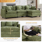 111'' Cloud Deep Seat Sectional Couch, Modern Comfy Chenille L Shaped Sectional - Image 3