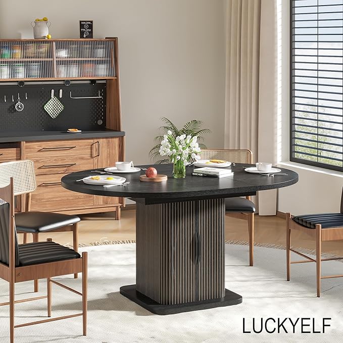 Extendable Black Round Dining Table - Image 4