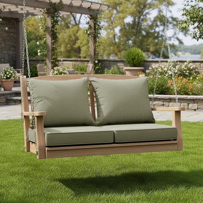 Summsun Water Resistant Outdoor Chair Cushions, Faux Linen Backrest and Deep - Image 2