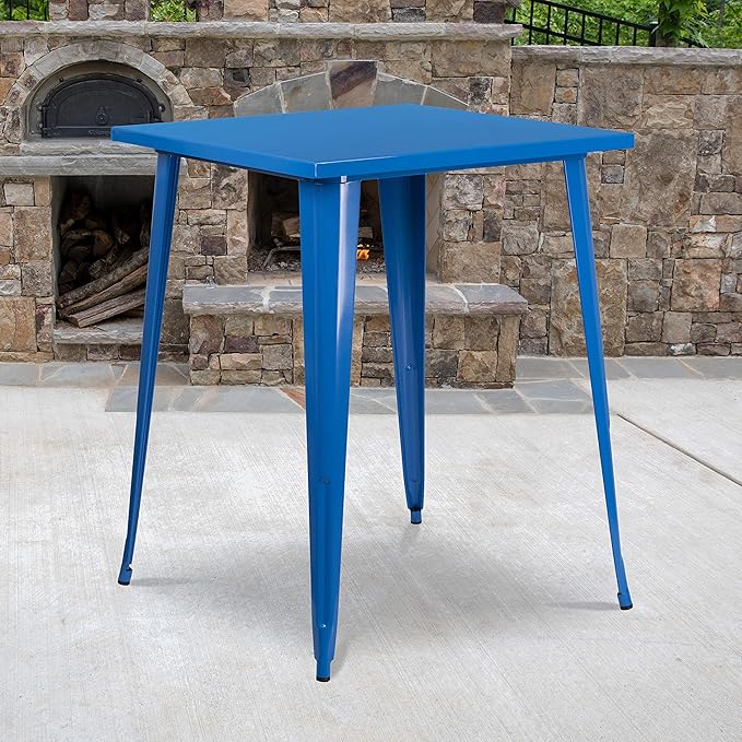 Flash Furniture Nolan Commercial Grade 31.5" Square Blue Metal Indoor-Outdoor - Image 2