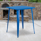Flash Furniture Nolan Commercial Grade 31.5" Square Blue Metal Indoor-Outdoor - Image 2