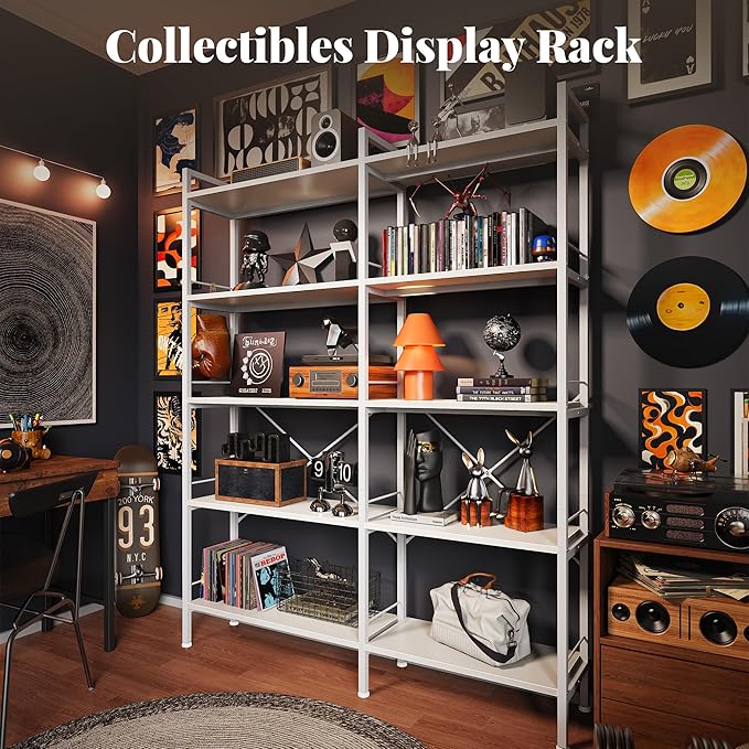 Huuger 5 Tier Bookshelf, L Shaped Corner Bookshelf - Image 8