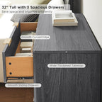 T4TREAM Fluted 3 Drawers Nightstand Set of 2, Oversized Extra Large Modern Side - Image 5