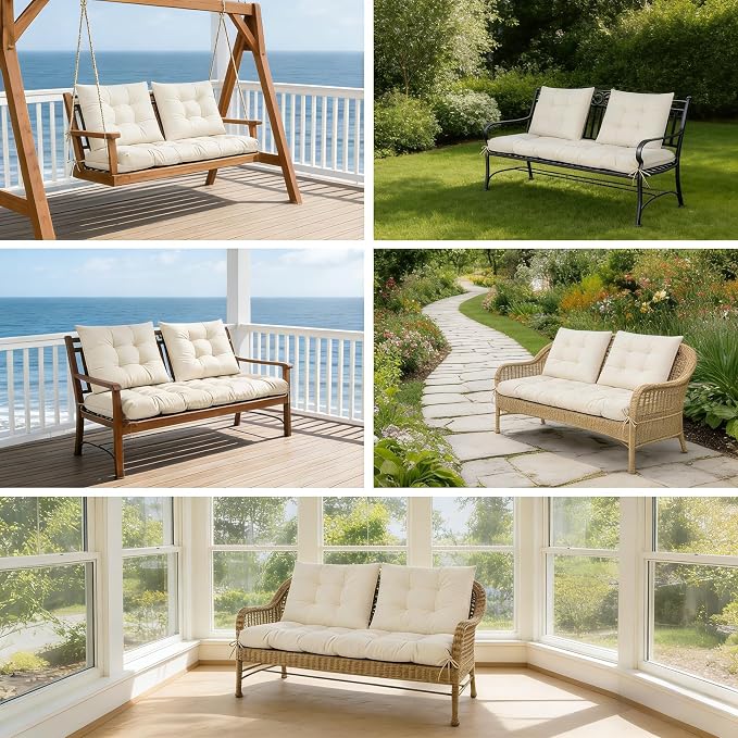 3 Pcs Wicker Chair Cushions Patio Loveseat Chaise Cushion Set - Image 6