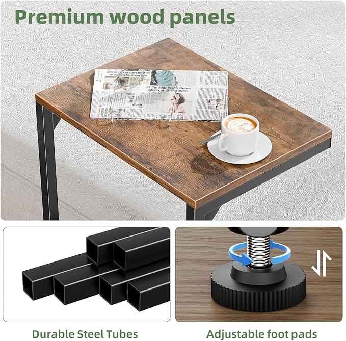 Simple Trending C Shaped Side Table, Small End Table Set of 2, TV Trays Sofa - Image 6