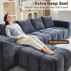 119" Boneless Couch, Oversized Cloud L Shaped Couch, Modular Sectional 4 Seater - Image 4