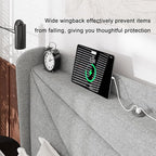 Feonase Full Bed Frame with Charging Station, Linen Upholstered Platform - Image 4