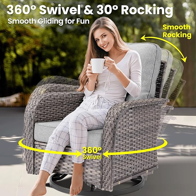 ovios 5 Pieces Patio Furniture Set, Outdoor Wicker Sofa Couch - Image 4