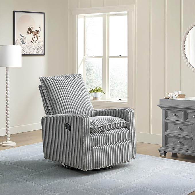 Oxford Baby Uptown Upholstered Glider Recliner Rocking Chair 360° Swivel - Image 2