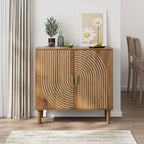 Modern Sideboard Storage Cabinet: Geometric Pattern Wooden Buffet - Image 3