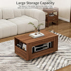 35" Wood Coffee Table for Living Room, Sides Storage - Image 5