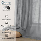 Chyhomenyc Extra Long Charcoal Grey Semi Sheer Curtains 120 Inches Long 2 Panels - Image 2