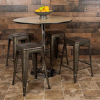 Flash Furniture Lily 24" High Metal Counter-Height, Indoor Bar Stool in Gun - Image 2