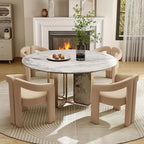 Hyfirm Upholstered Barrel Dining Chairs Set of 4, Velvet Kitchen Accent Chairs by Hyfirm