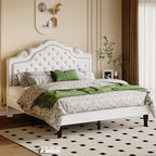 Allewie Queen Bed Frame with Adjustable Velvet Tiara Headboard, Upholstered - Image 8