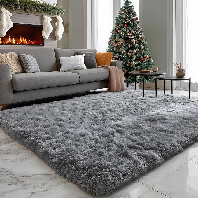 PAGISOFE Grey Area Rugs for Living Room Bedroom Rug 5x8 Rugs Soft Plush Fluffy - Image 8