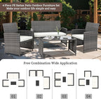 4 Piece Patio Ratten Set Outdoor Furniture Set Wicker Conversation Set - Image 2