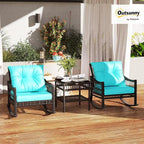 Outsunny Wicker Outdoor Rocking Chair Set, 3 Piece Patio Furniture Set - Image 2