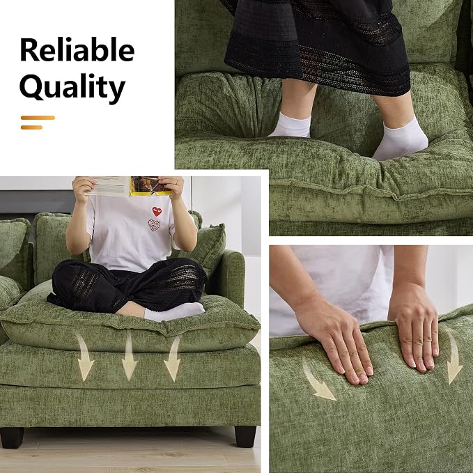 147'' Oversized U Shaped Cloud Sectional Sofa, Chenille Deep Seat Couches - Image 5