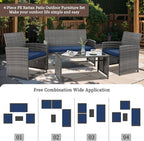 4 Piece Patio Ratten Set Outdoor Furniture Set Wicker Conversation Set - Image 2