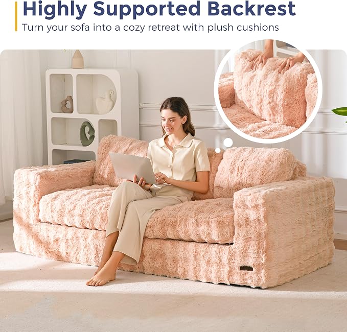 MAXYOYO 3 Seater Sofa for Living Room, Tufted Boneless Couch Bubbled Sofa Couch - Image 6
