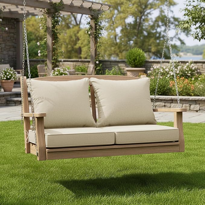 Summsun Patio Chair Cushions Set of 2, Faux Linen Outdoor Furniture Cushions - Image 2