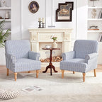 HUIMO Linen Fabric Accent Chairs Set of 2, Mid-Century Modern Armchair - Image 3