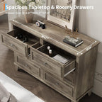 IDEALHOUSE 6 Drawer Dresser, Wooden Storage Chest of Drawers - Image 5