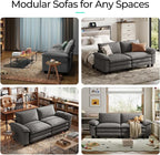 LINSY HOME 90" Modular Cloud Love Seat Sofa, Corduroy Soft Sectional Couch - Image 7