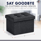 Ornavo Home Small Storage Ottoman, Foldable Collapsible Rectangle Linen Ottoman - Image 2