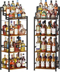 6-Tier Liquor Cabinet for Home Bar, Freestanding Stepped Wine Rack by Unknown