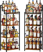 6-Tier Liquor Cabinet for Home Bar, Freestanding Stepped Wine Rack by Unknown