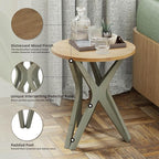 Pedestal Farmhouse End Table Set of 2, Distressed Top - Image 5