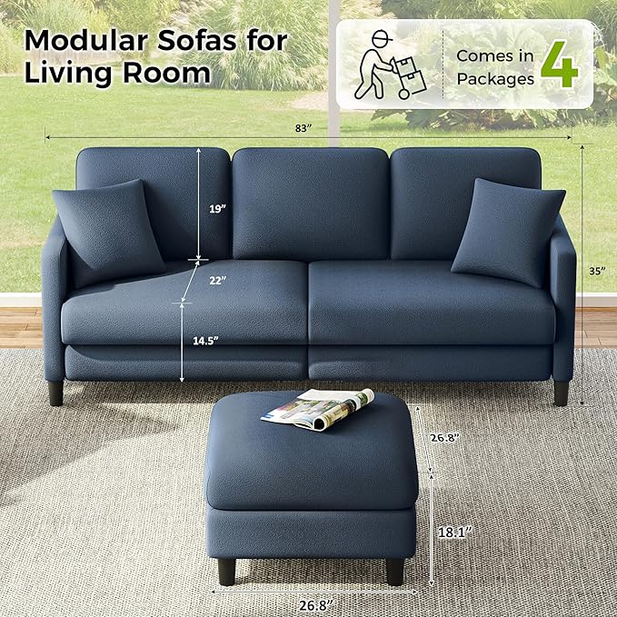 Welzona 83" Couches for Living Room, Teddy Sofa Couch - Image 2