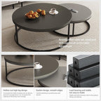 2-Piece Round Nesting Coffee Tables – Walnut Wood Top - Image 4