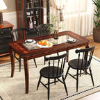 59” Dining Table with 8mm Tempered Glass Top, Farmhouse Kitchen Dinner Table - Image 3