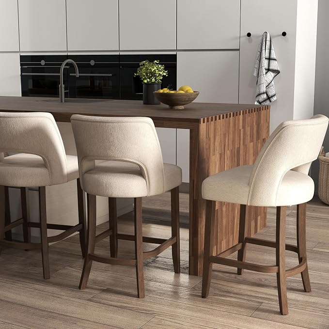 VKNOW Bar Stools Set of 6, Upholstered Counter Height Bar Stools, Modern - Image 4