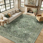 RELEANY Area Rugs 9'x12' Washable Non-Slip, Floral Vintage Distress Print - Image 3