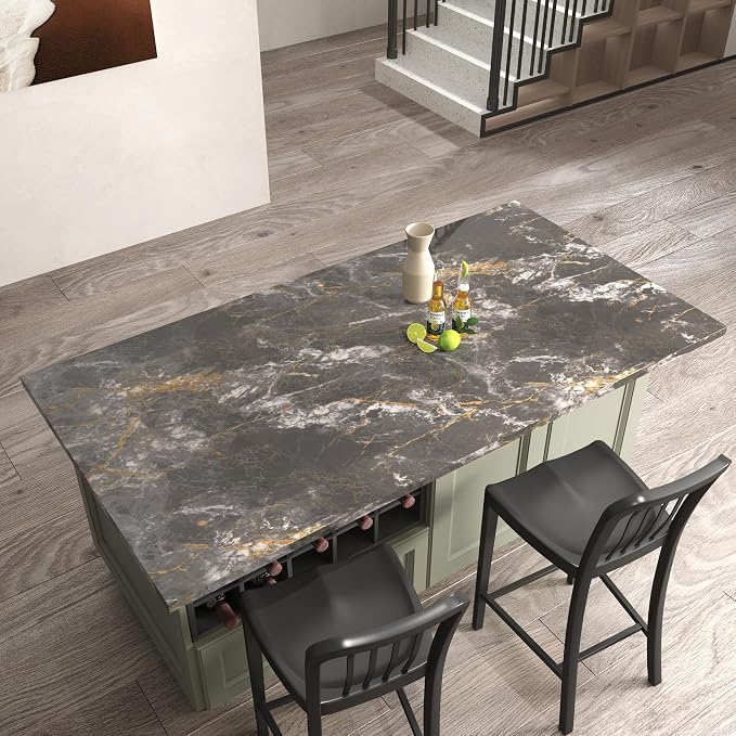 BAYYA Dark Grey/Gold Marble Contact Paper - Image 8