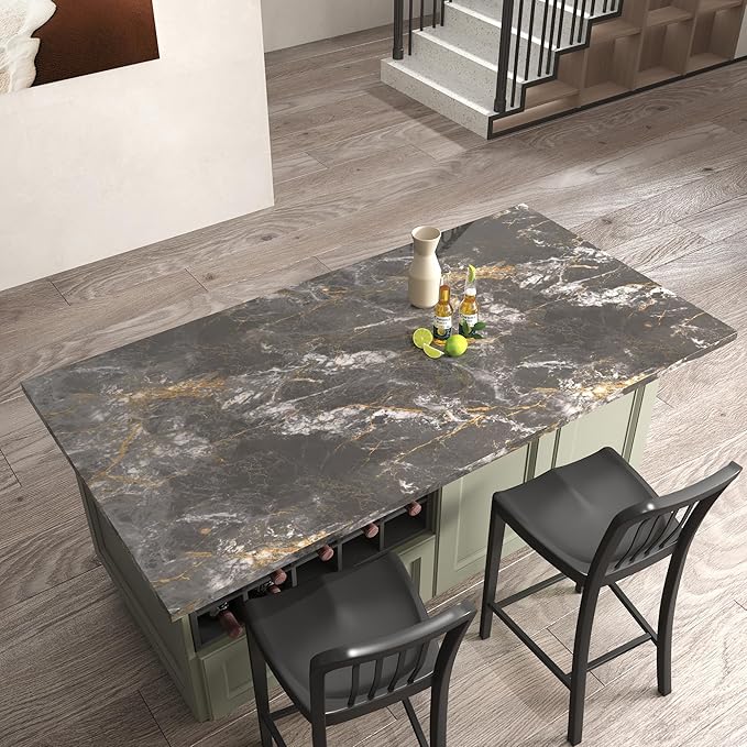 BAYYA Faux Marble Contact Paper Waterproof Countertop Peel and Stick Wallpaper - Image 9