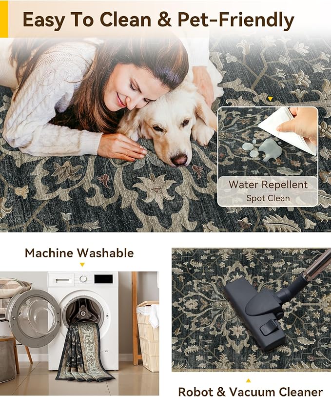 RELEANY Area Rugs 2'x8' Runner Rug Non Slip Washable - Image 4