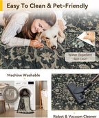 RELEANY Area Rugs 6'x9' Washable Non-Slip, Floral Vintage Distress Print - Image 3