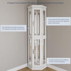 BELLEZE Lighted 3-Side Glass Display Curio Cabinet w/Tempered Glass Doors & - Image 5