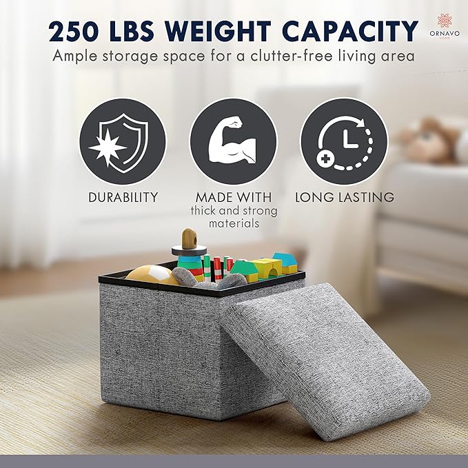 Ornavo Home Small Storage Ottoman, - Image 7
