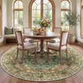 RELEANY Area Rugs Round 7ft Washable Non-Slip, Floral Vintage Distress Print by RELEANY