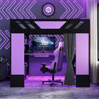 Full Size Wood Loft Bed with Built-in Workstation, Smart Storage, RGB Lighting - Image 3