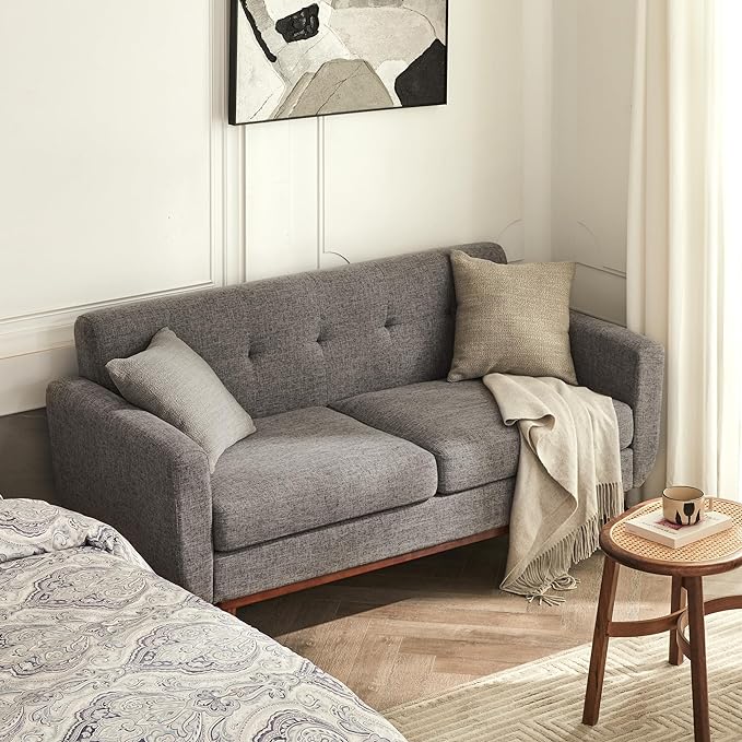 Kingfun 65.2" W Loveseat Sofa, Mid Century Modern Decor Love Seat Couches - Image 3